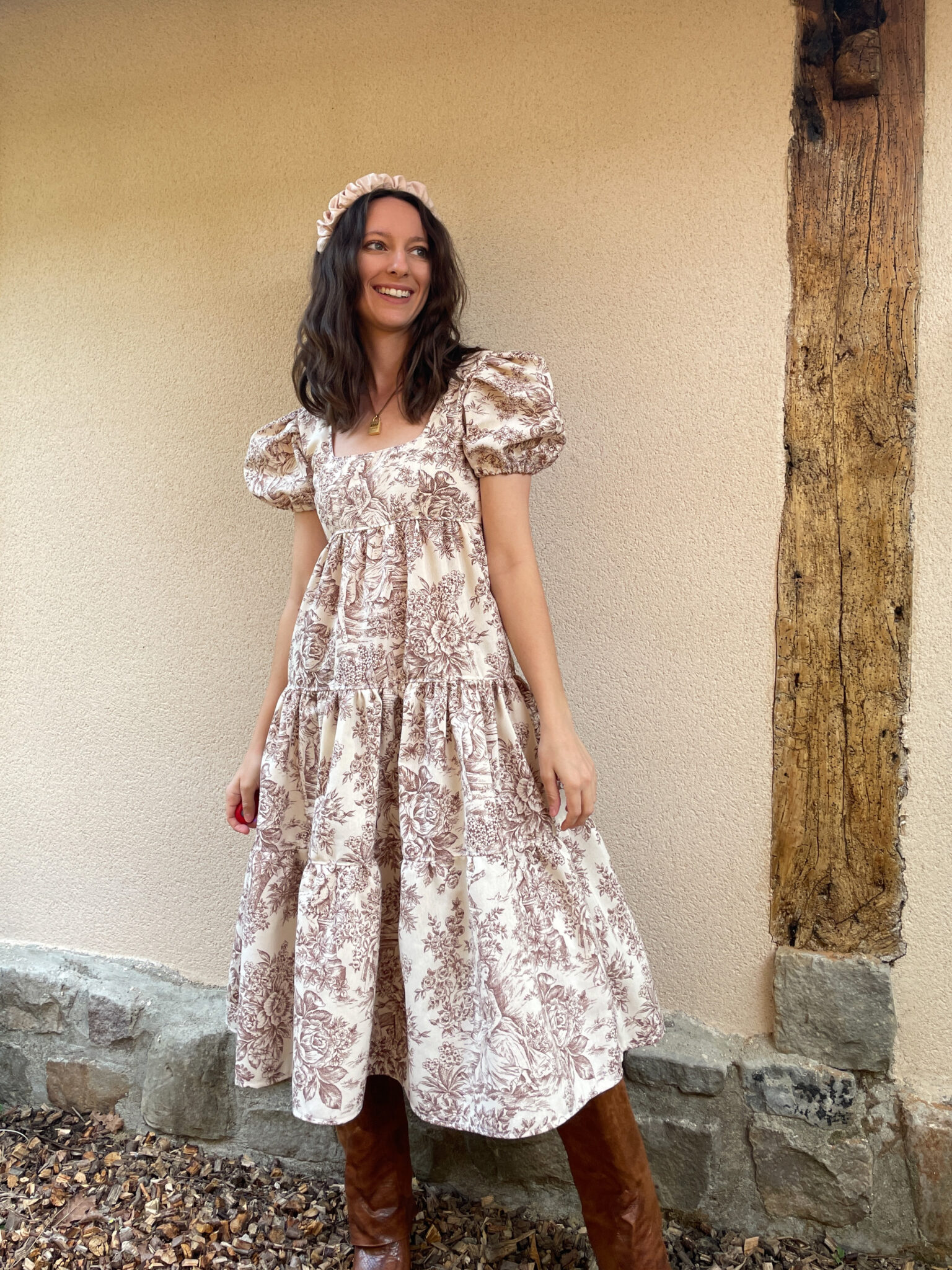 Robe Toile de Jouy Flora Marron Marine Guillemette