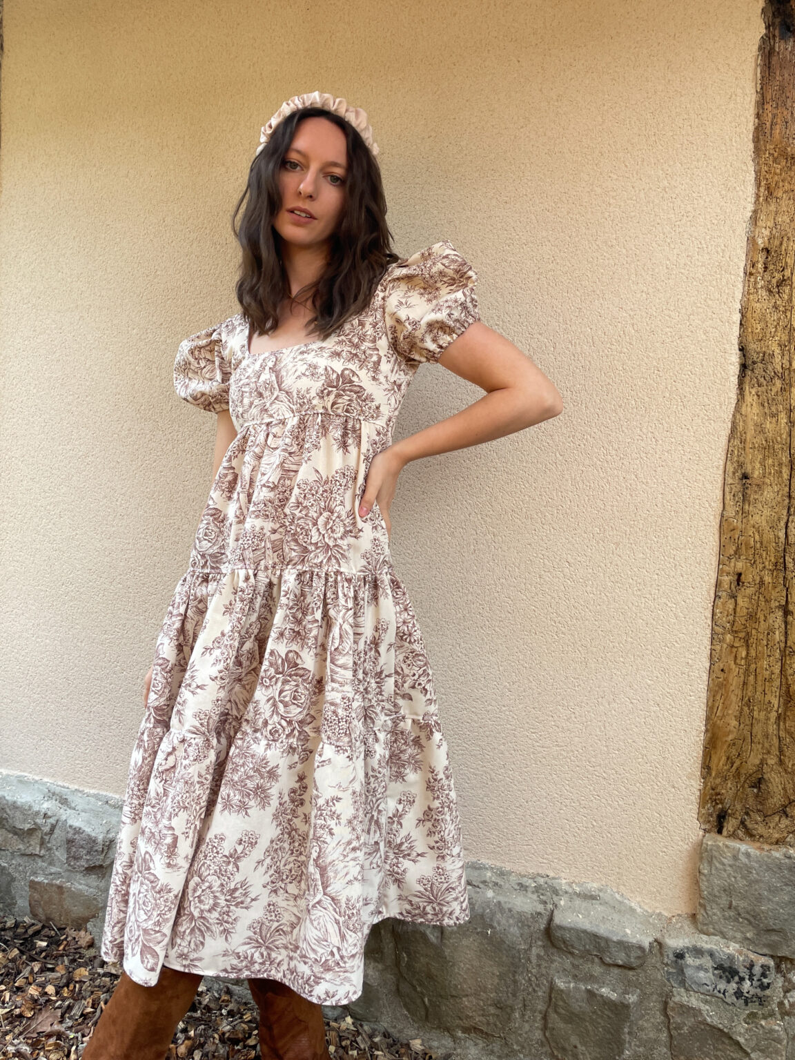 Robe Toile de Jouy Flora Marron Marine Guillemette